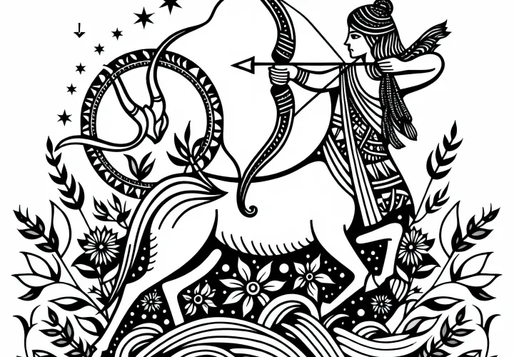 Download free coloring template of the Indian zodiac sign