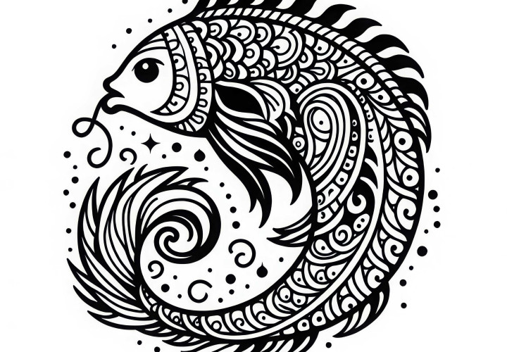 Fish Coloring Page – Indian Zodiac Sign Download for Free