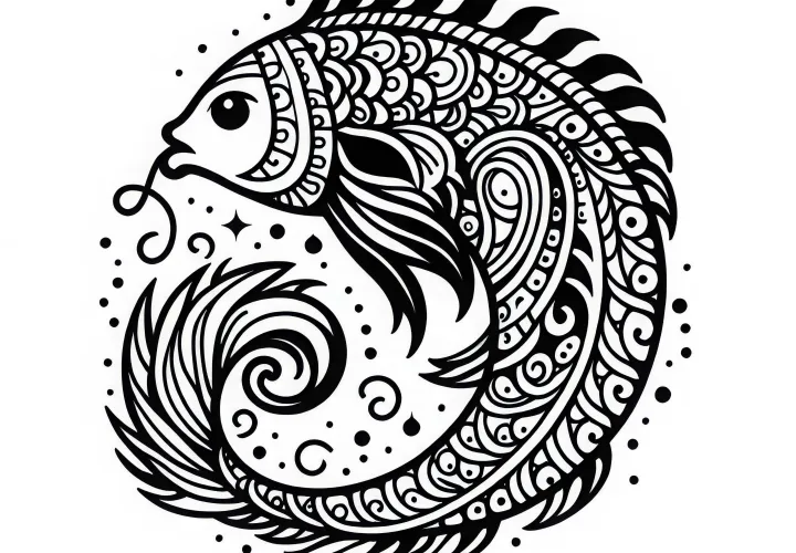 Fish Coloring Page – Indian Zodiac Sign Download for Free