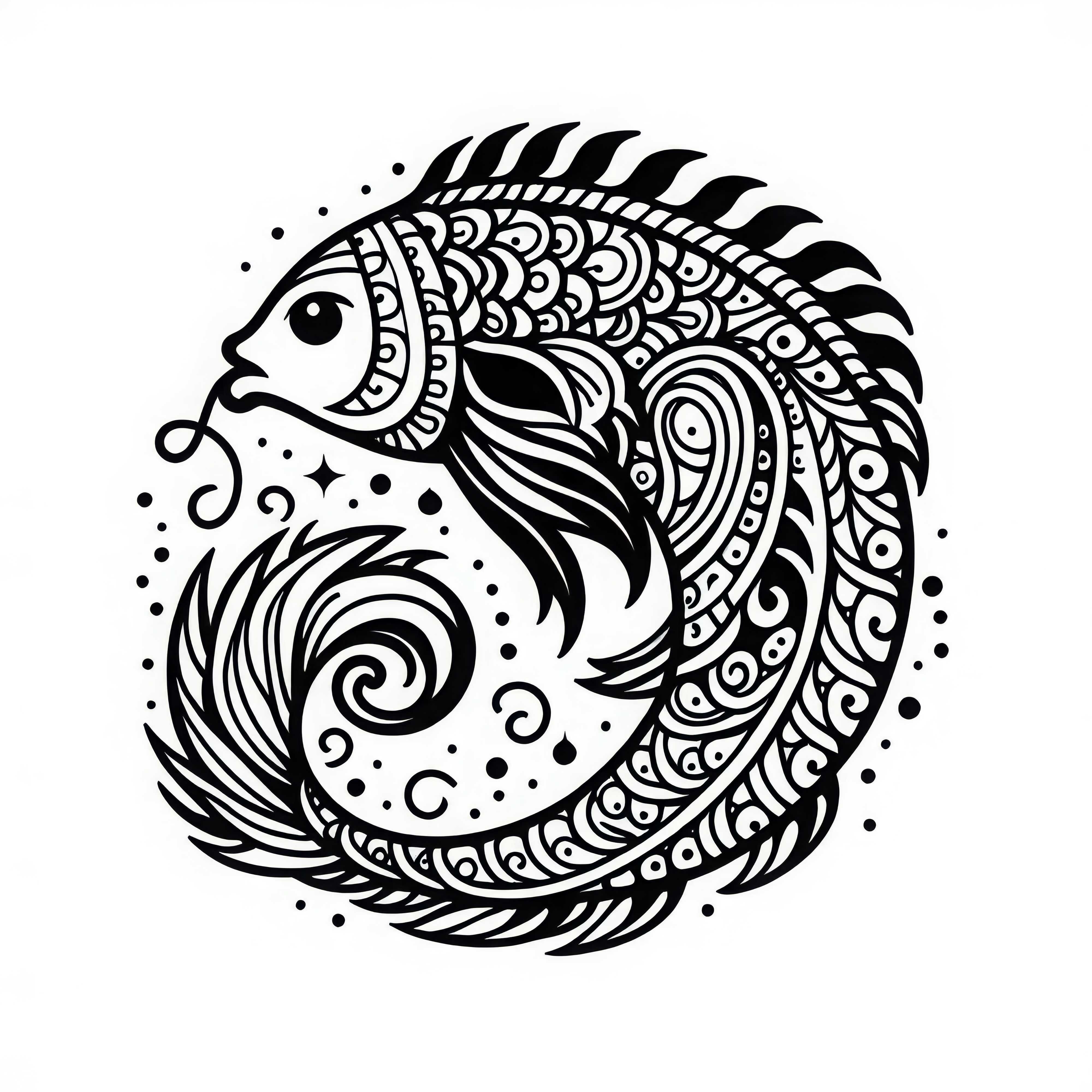 Fish coloring page – Indian zodiac sign Free download
