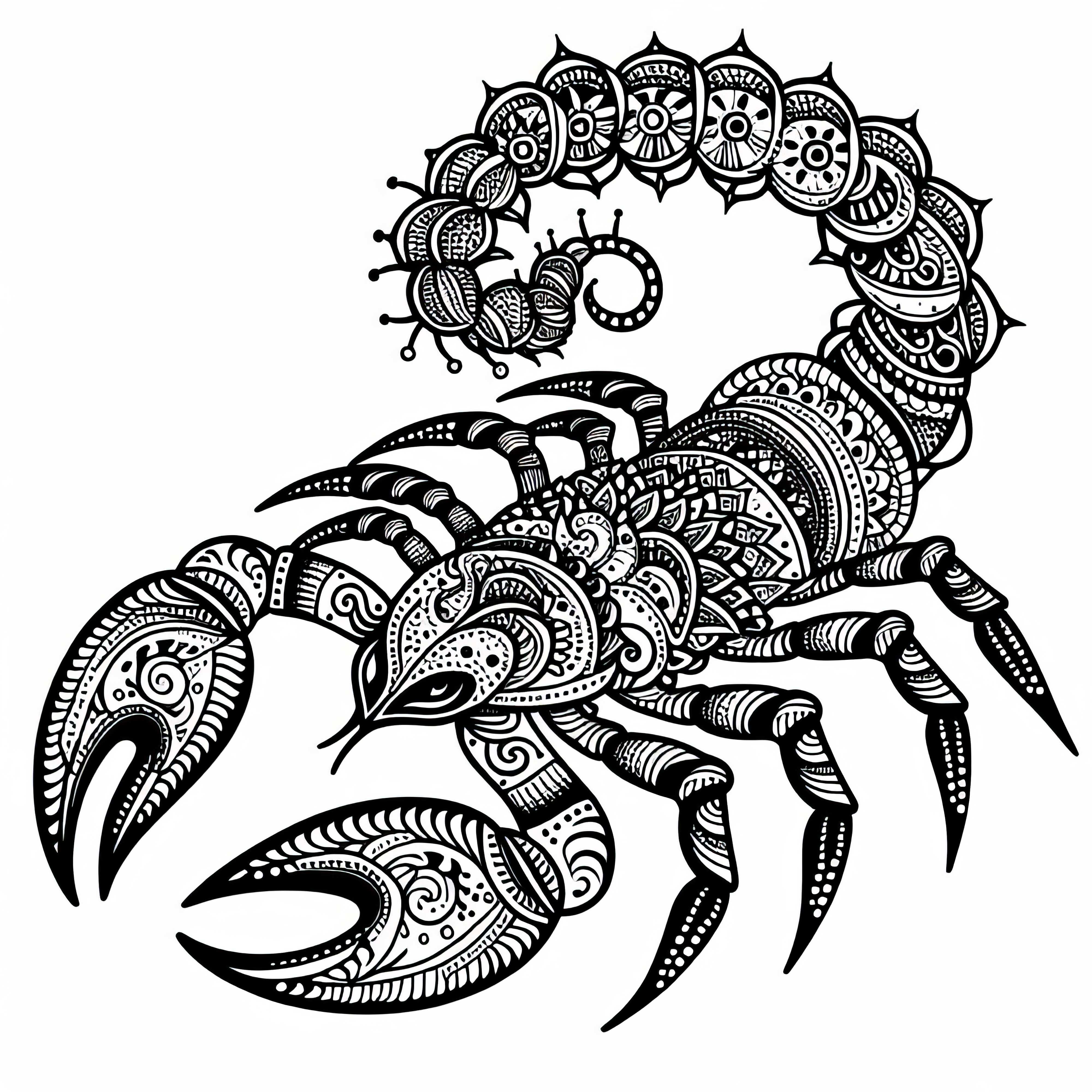 Coloring page of a Vrischika Scorpio – Indian zodiac sign Free