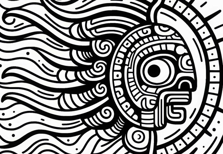 Iconic coloring page of the Maya zodiac sign - Free offer