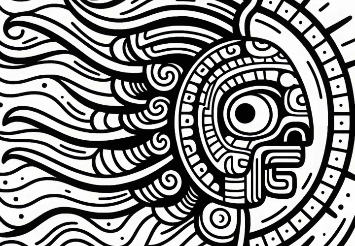 Iconic coloring page of the Maya zodiac sign - Free offer