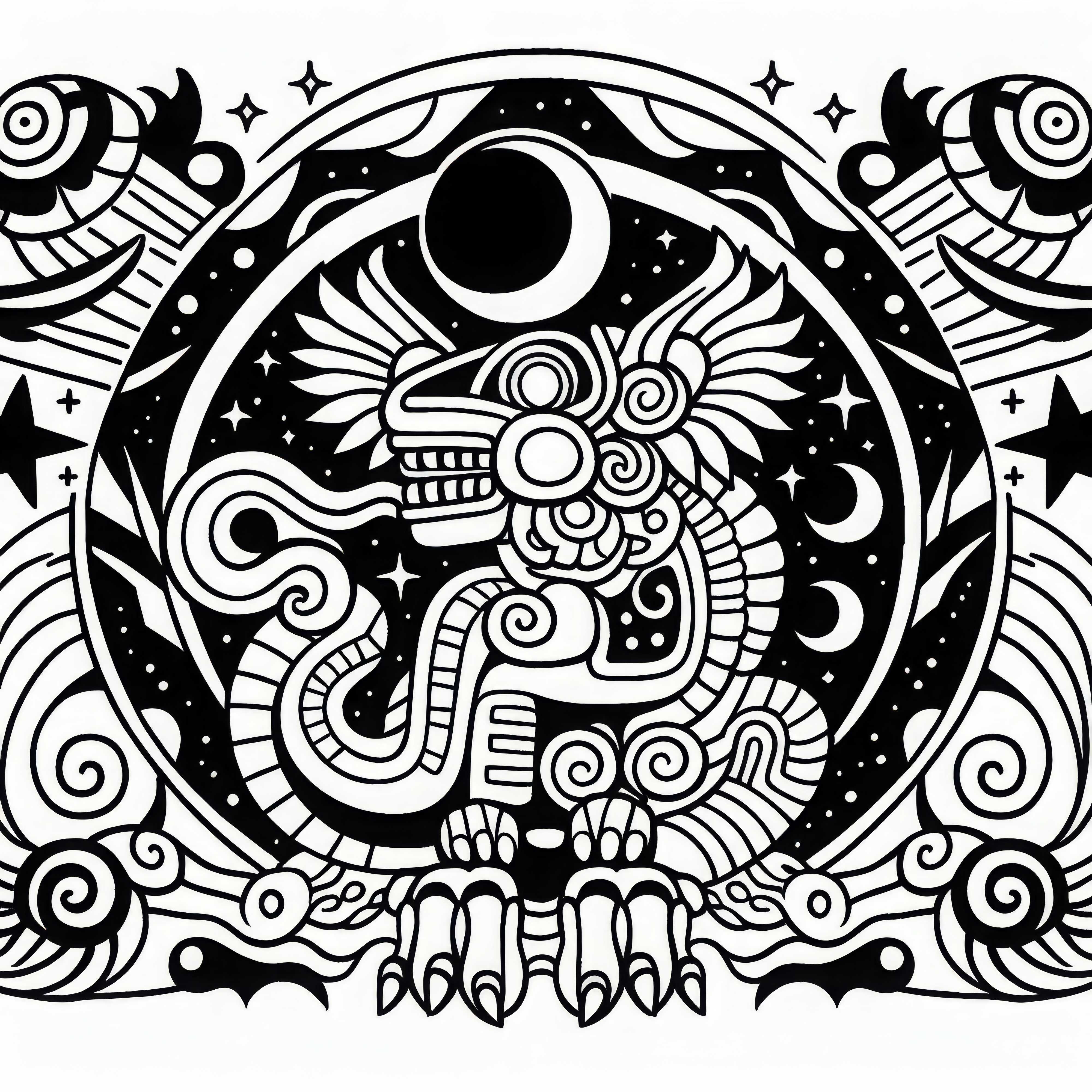 Akbal After Coloring Page Zodiac Sign Maya Free