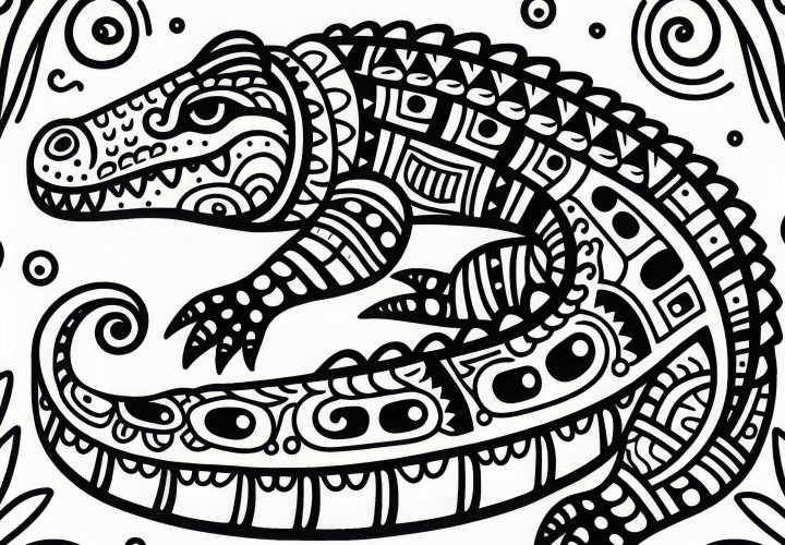 Free download of coloring page crocodile zodiac sign Maya