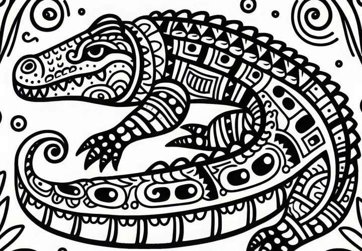 Free download of coloring page crocodile zodiac sign Maya