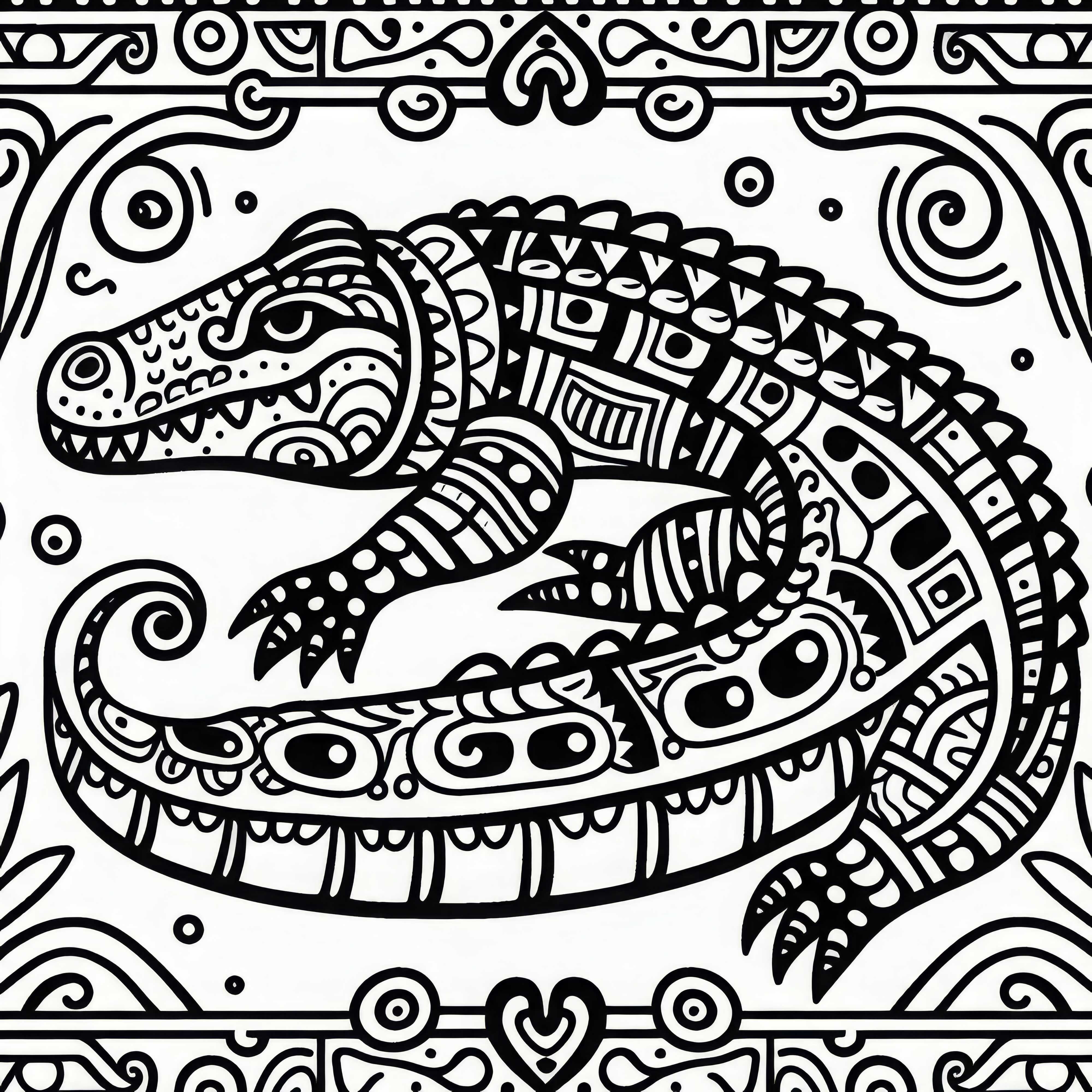 Free download coloring page crocodile zodiac sign Maya Download free coloring page crocodile zodiac Maya