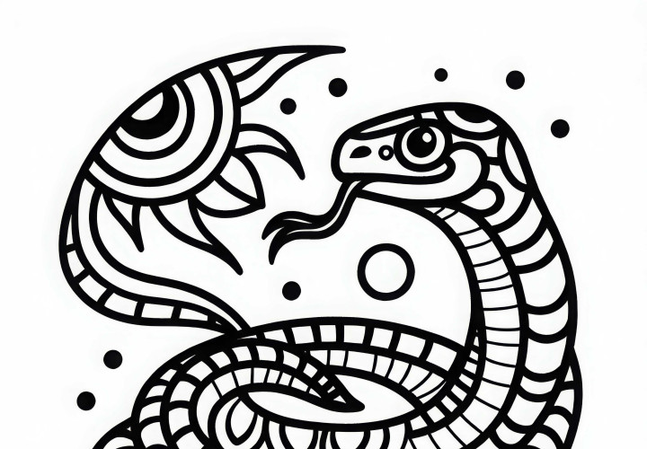 Chicchan Snake Coloring Template Zodiac Maya Free