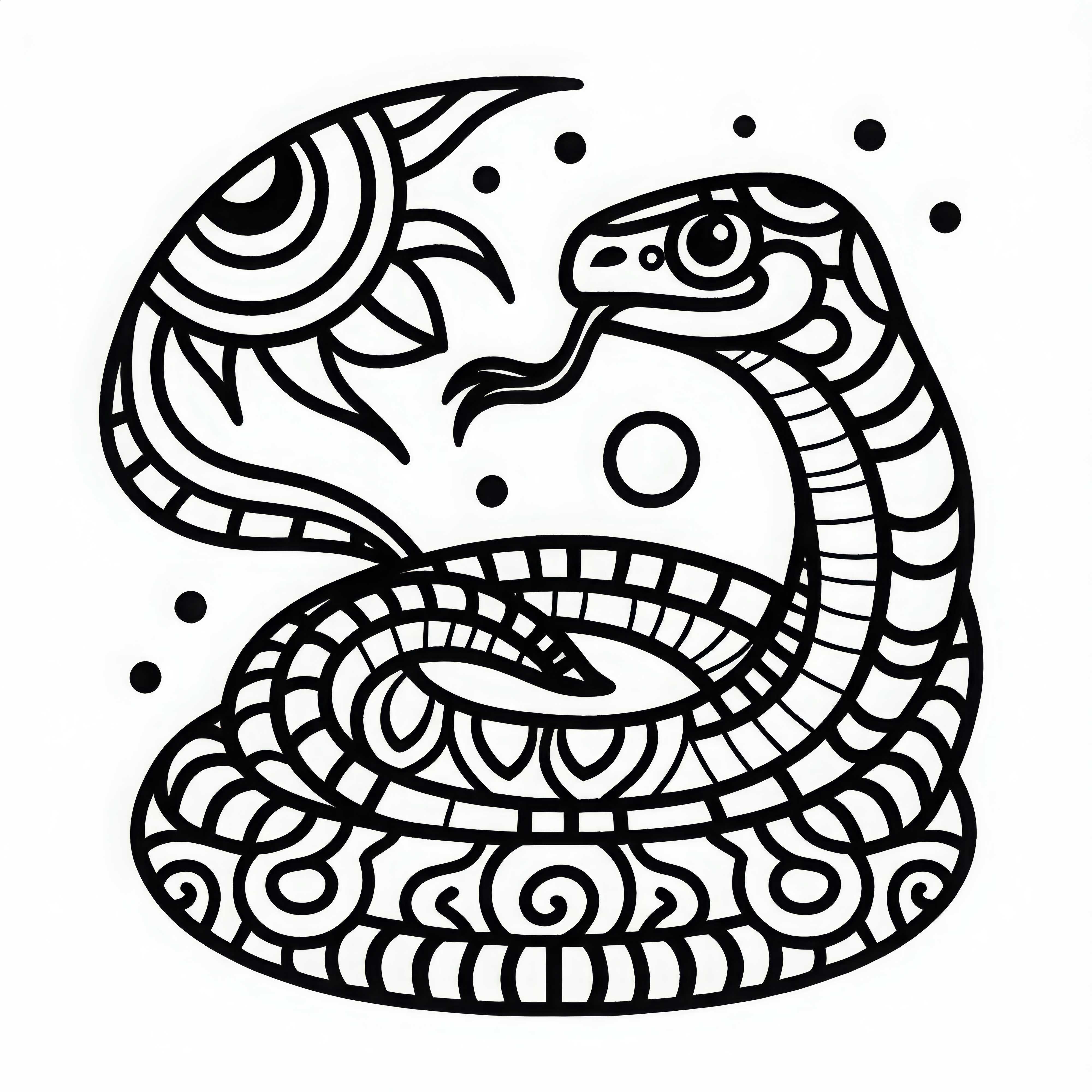 Chicchan Snake coloring page zodiac sign Maya free Chicchan Snake Coloring Page Zodiac Maya Free
