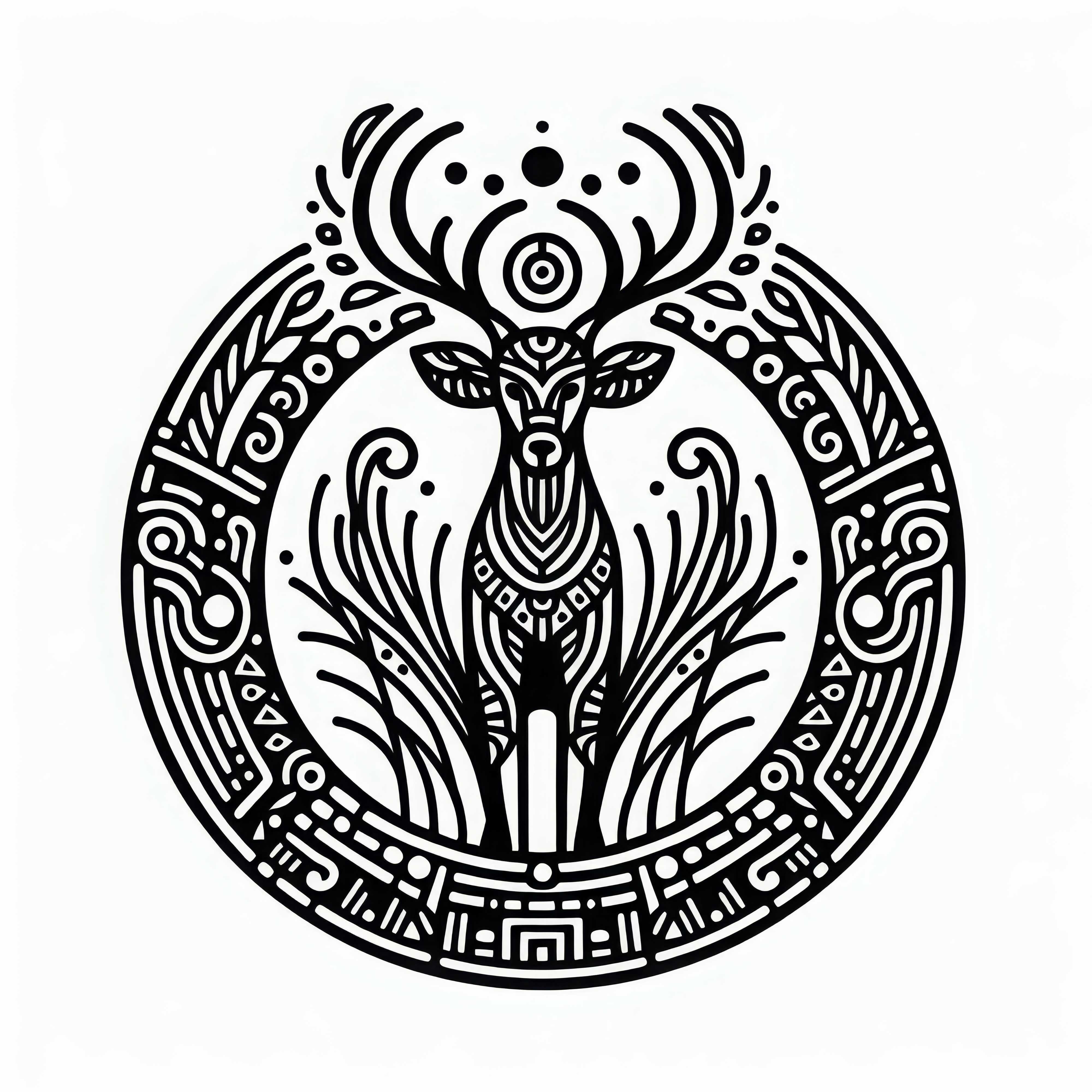 Coloring page of a Maya deer as a zodiac sign for free Coloring page of a Maya deer as a zodiac sign for free