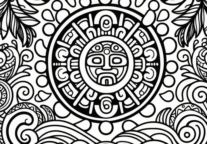 Muluc water coloring page zodiac sign Maya free