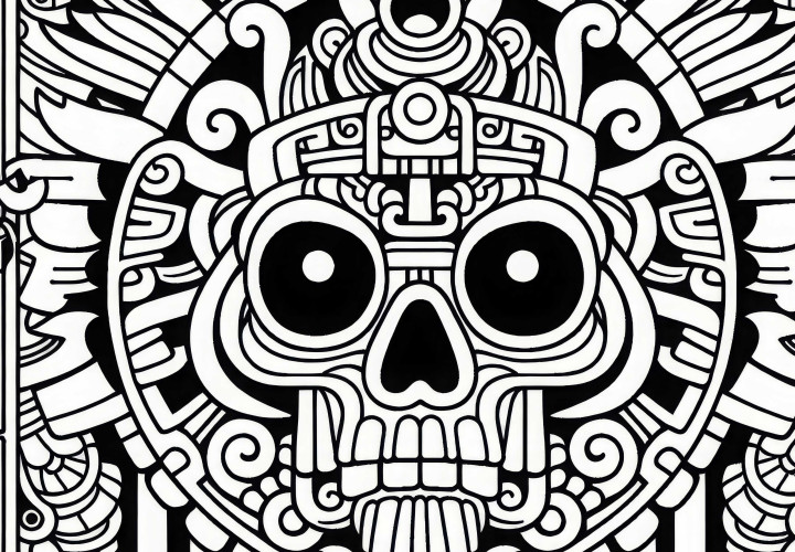 Coloring page of the Maya zodiac - Free motif by Cimi to color