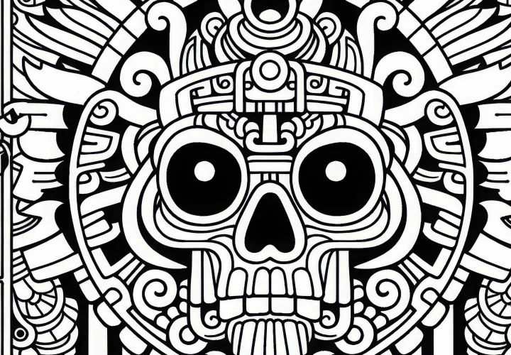 Coloring page of the Maya zodiac - Free motif by Cimi to color