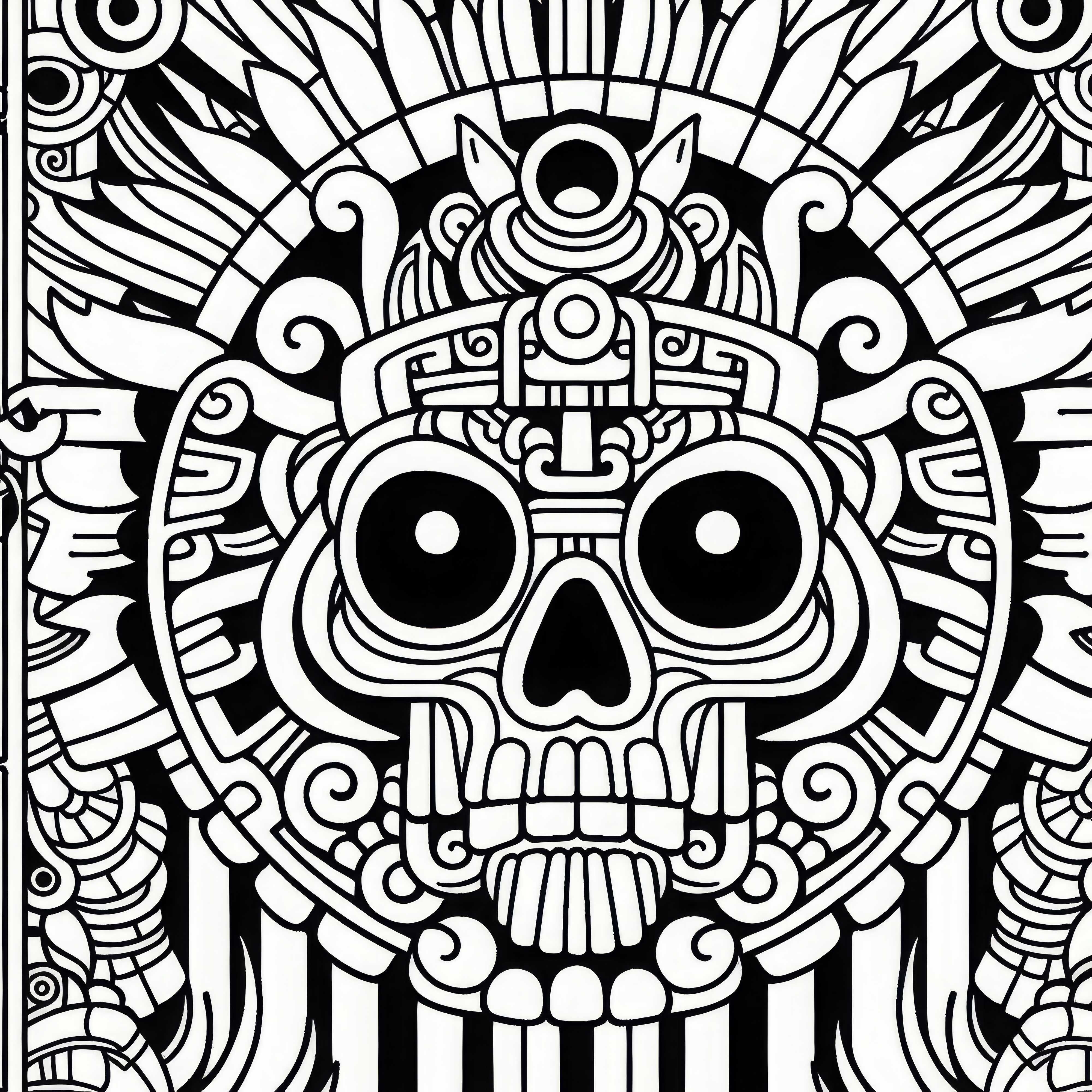 Coloring page of the Maya zodiac - Free motif by Cimi to color Coloring page of the Mayan zodiac – Free design by Cimi for coloring