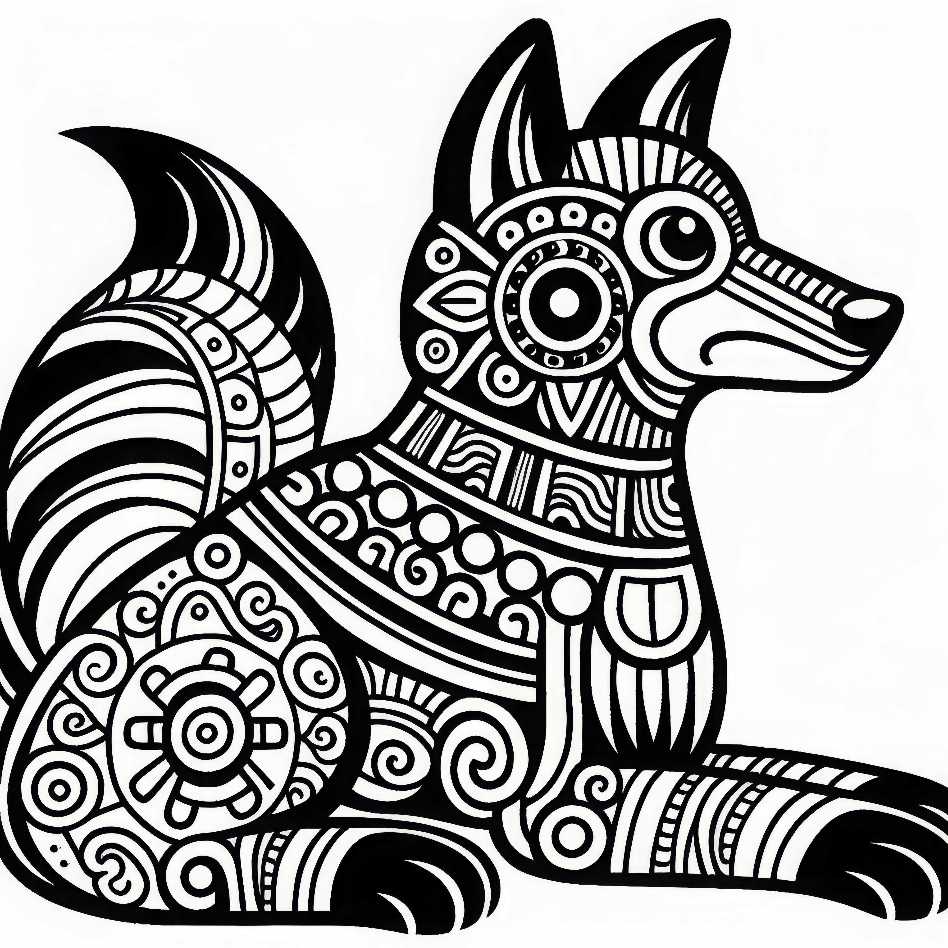 Coloring page of a dog in the zodiac sign of the Maya - Free to download Coloring page of a dog in the Maya zodiac - Free download