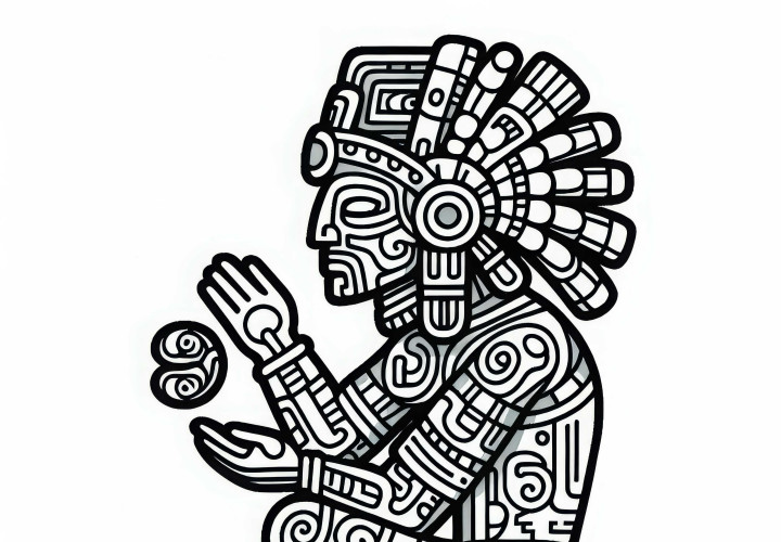 Coloring page of a Maya zodiac sign – Download for free