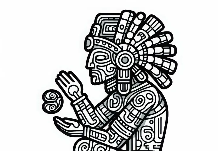 Coloring page of a Maya zodiac sign – Download for free