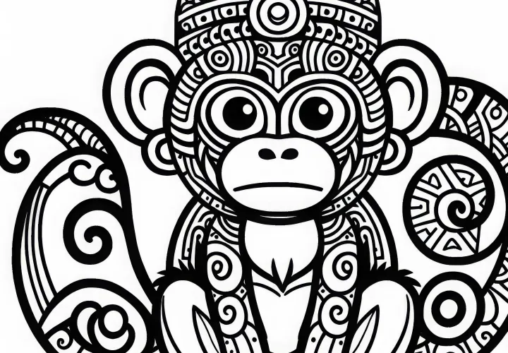 Monkey Coloring Page Zodiac Maya Free