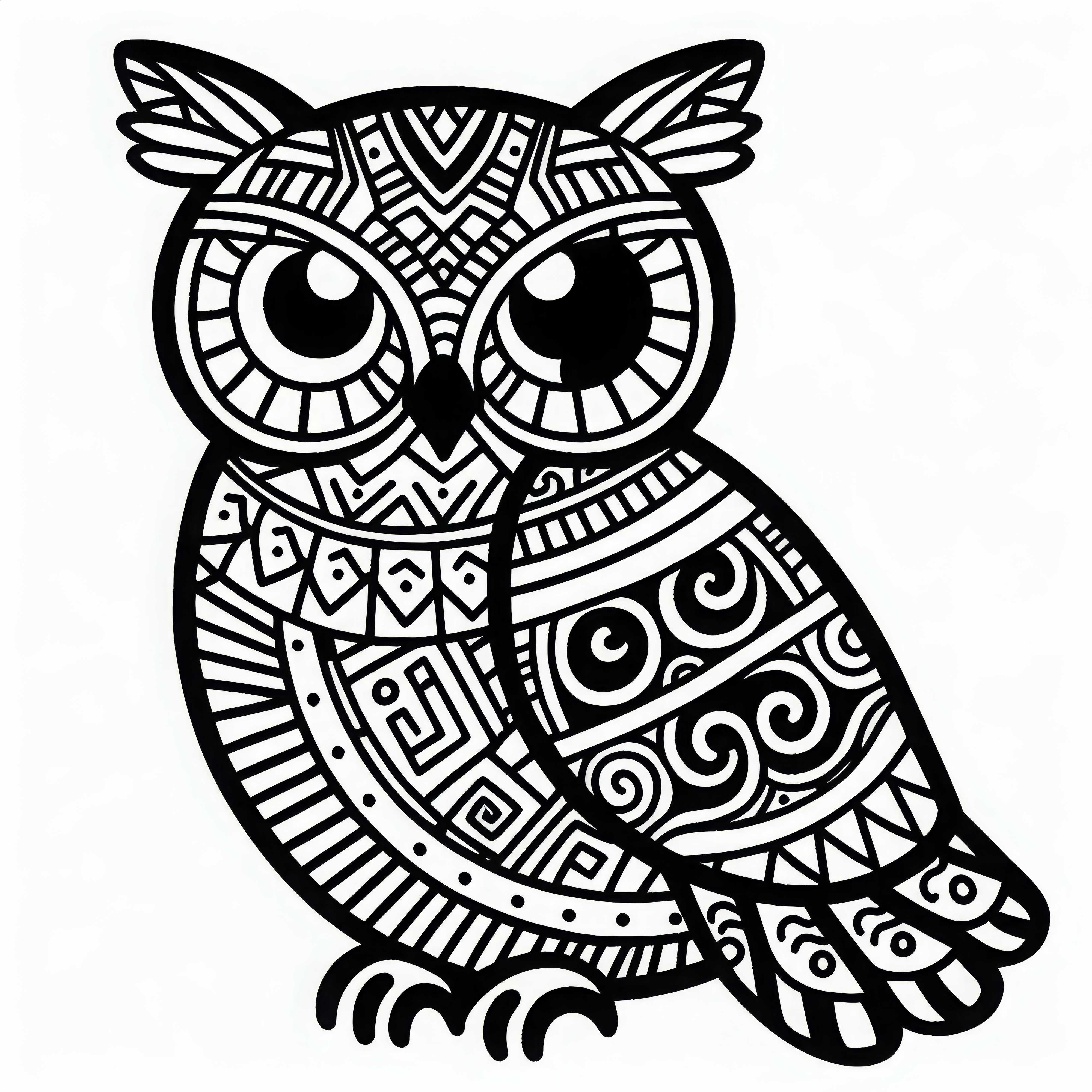 Coloring page of an owl - zodiac sign of the Maya available for free download