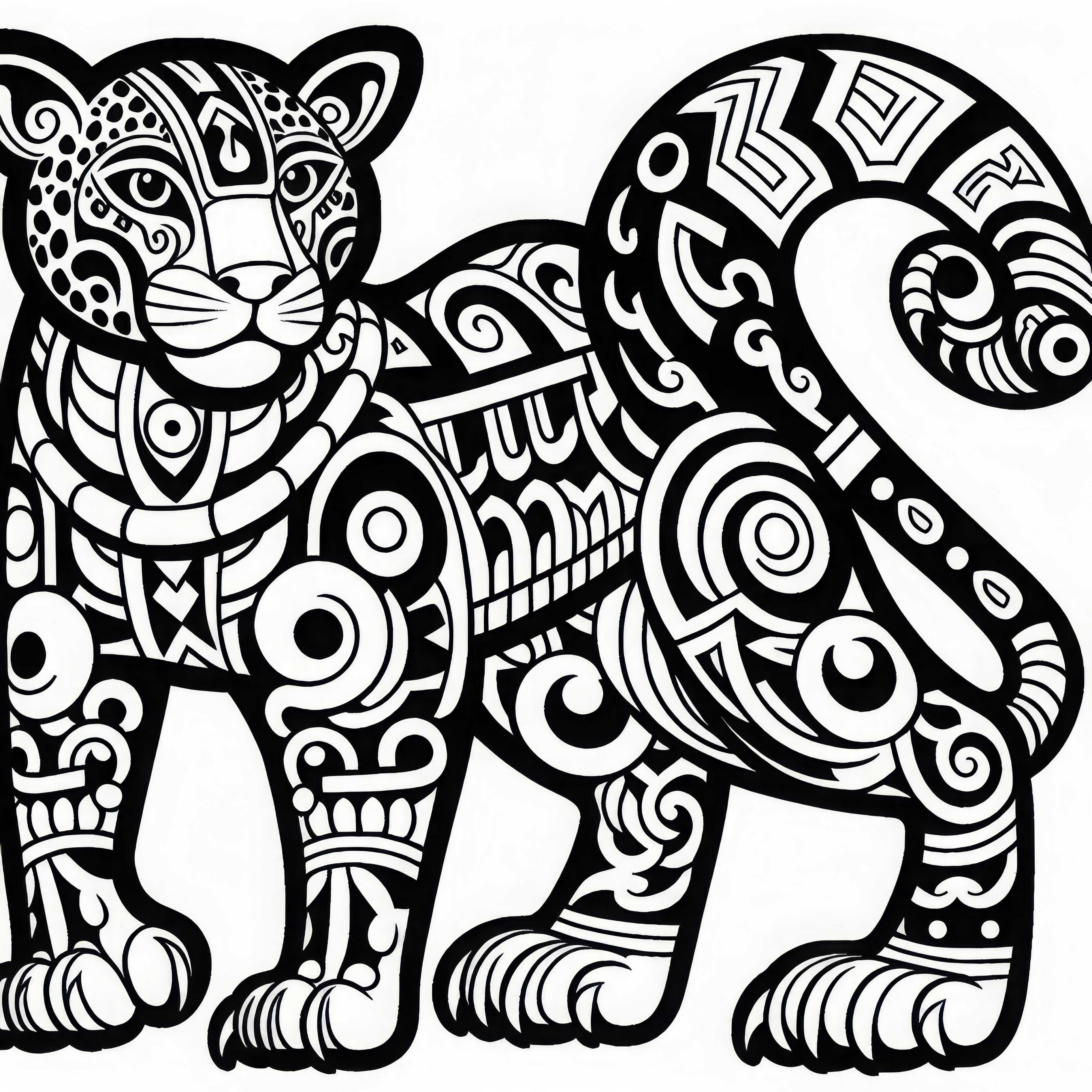 Coloring page Jaguar – Zodiac sign of the Maya – Download for free Coloring page Jaguar – Zodiac sign of the Maya – Free download
