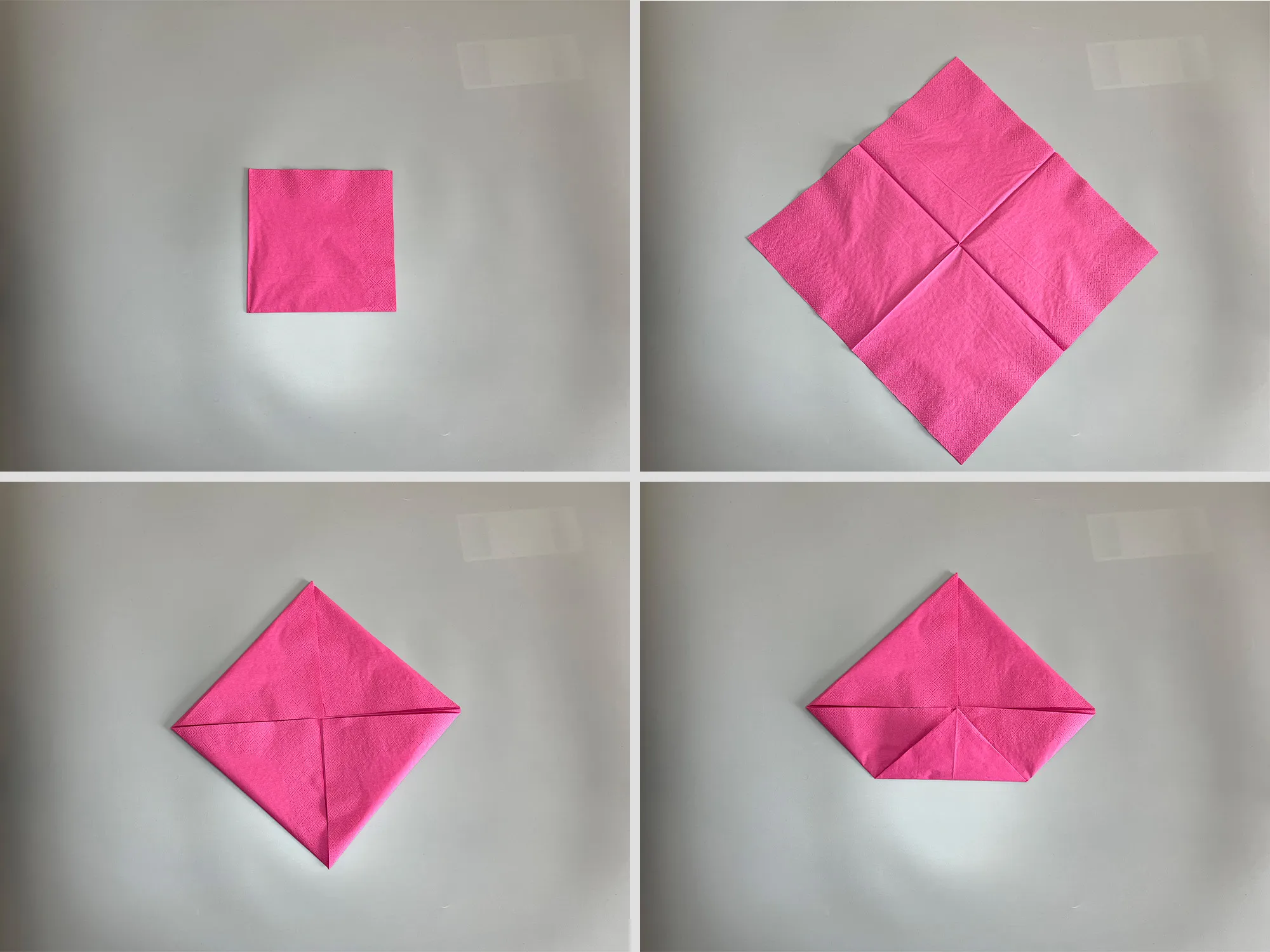 Serviettrose brette: Instruksjoner (Variant 3) - Trinn 1