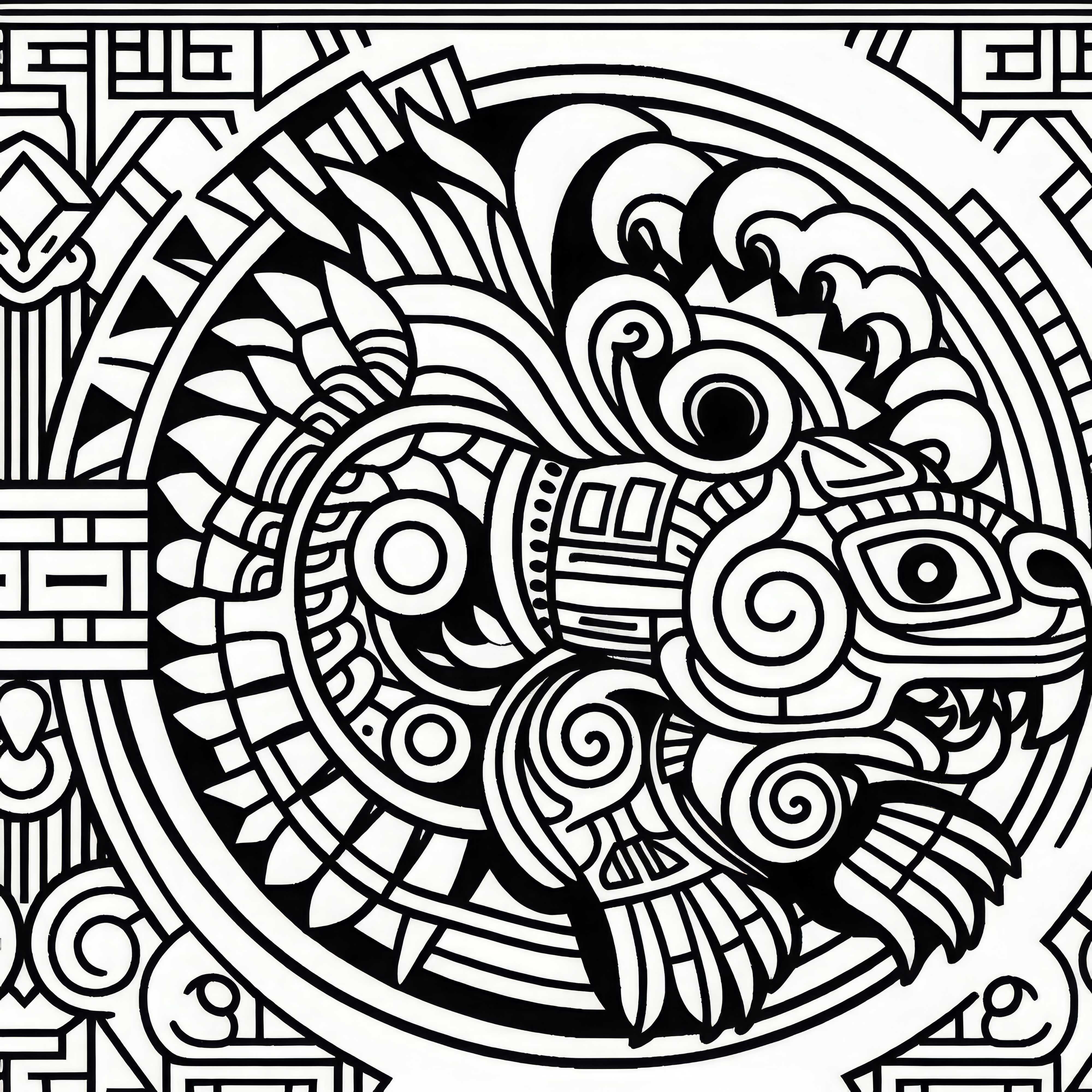 Coloring page of the Maya zodiac - Free Etznab mirror motif Coloring page zodiac sign of the Maya – Free Etznab mirror motif