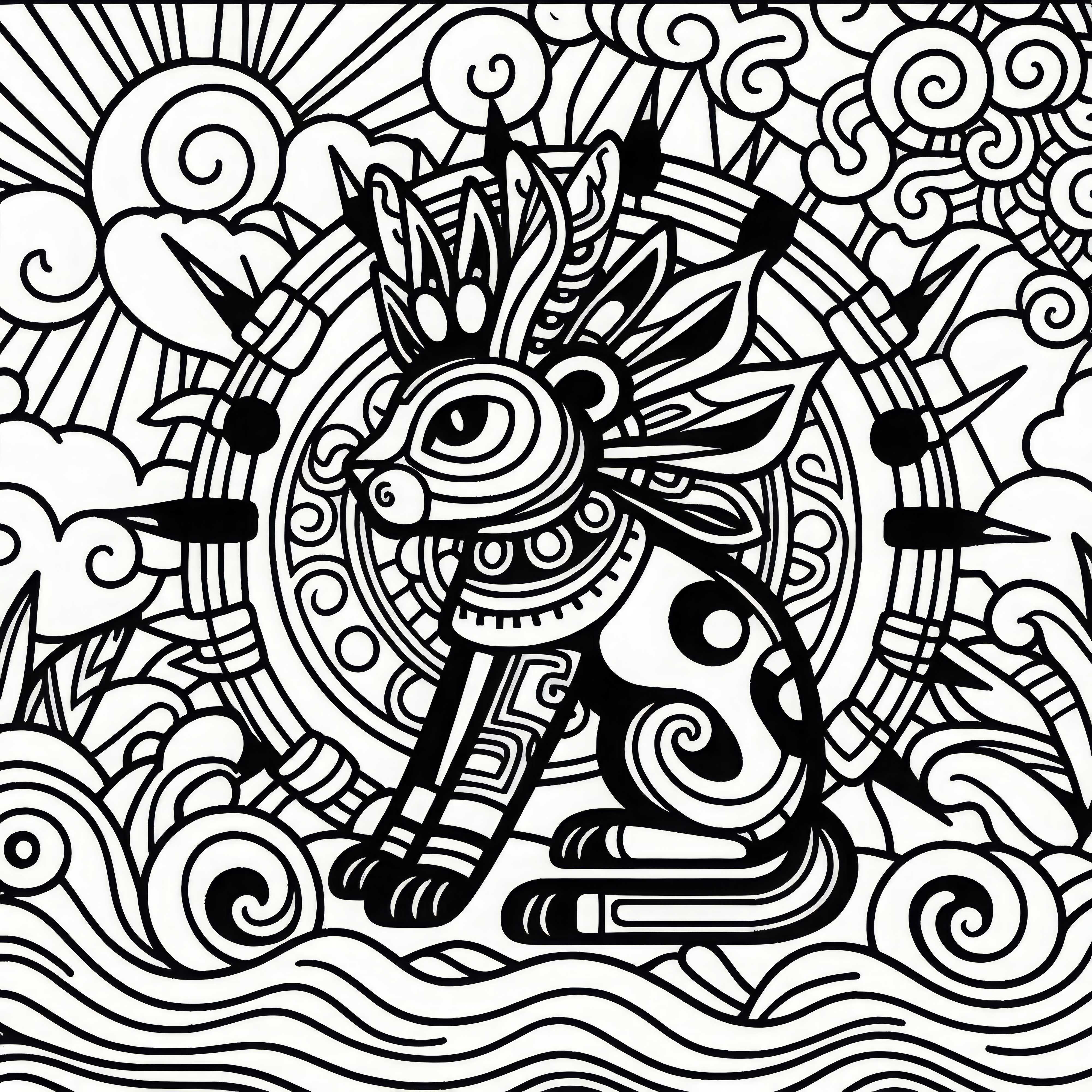 Cauac Storm Coloring Page Zodiac Maya Free Download Cauac Storm coloring page zodiac sign Maya free download