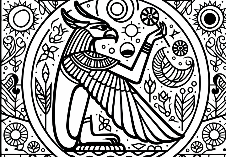 Amun Ra Coloring Page: Egyptian Zodiac Free