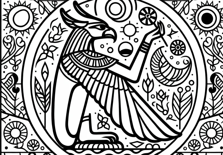 Amun Ra Coloring Page: Egyptian Zodiac Free