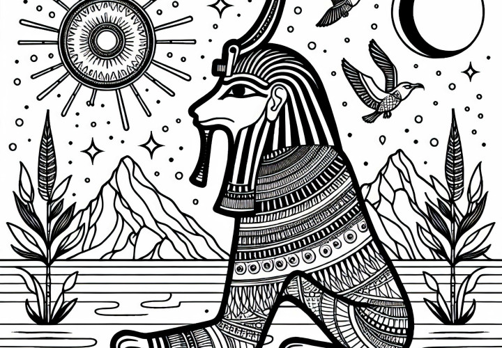 Coloring page Horus - Egyptian zodiac free