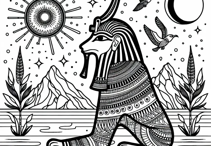 Coloring page Horus - Egyptian zodiac free