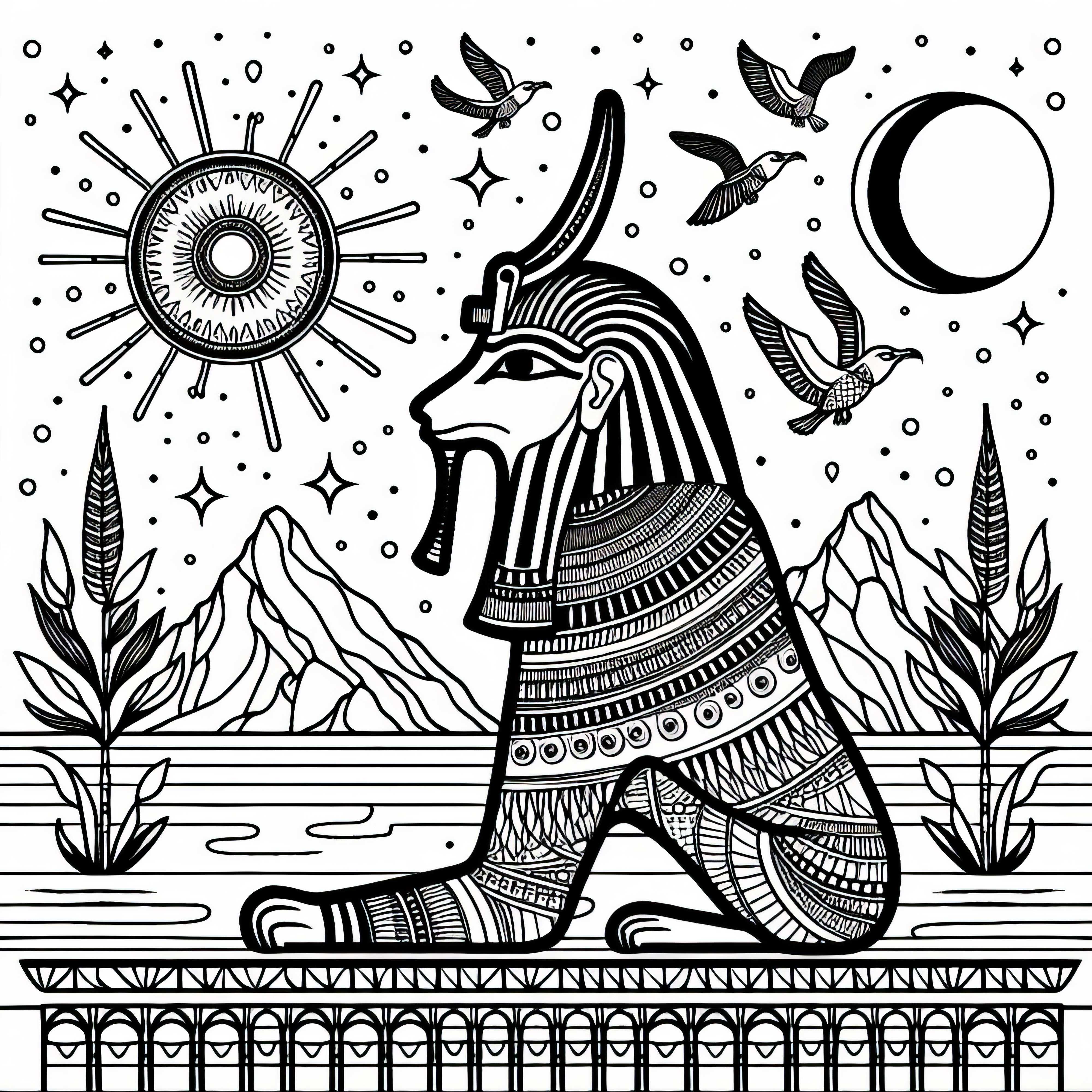 Coloring page Horus - Egyptian zodiac free