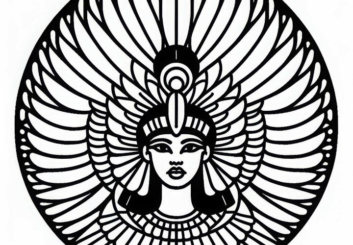 Free coloring template: Egyptian zodiac sign to color in