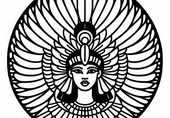 Free coloring template: Egyptian zodiac sign to color in