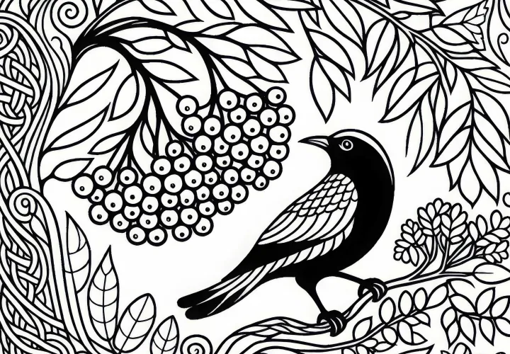 Rowan Coloring Page – Celtic Zodiac Sign Free