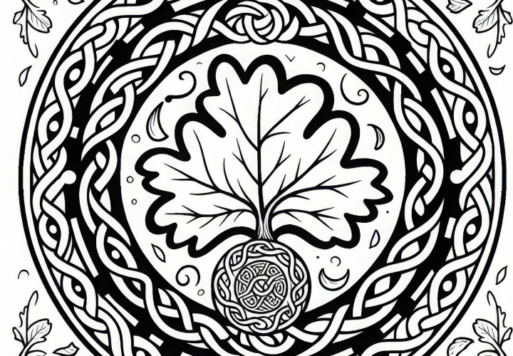 Oak Coloring Page: Celtic Zodiac Sign Free