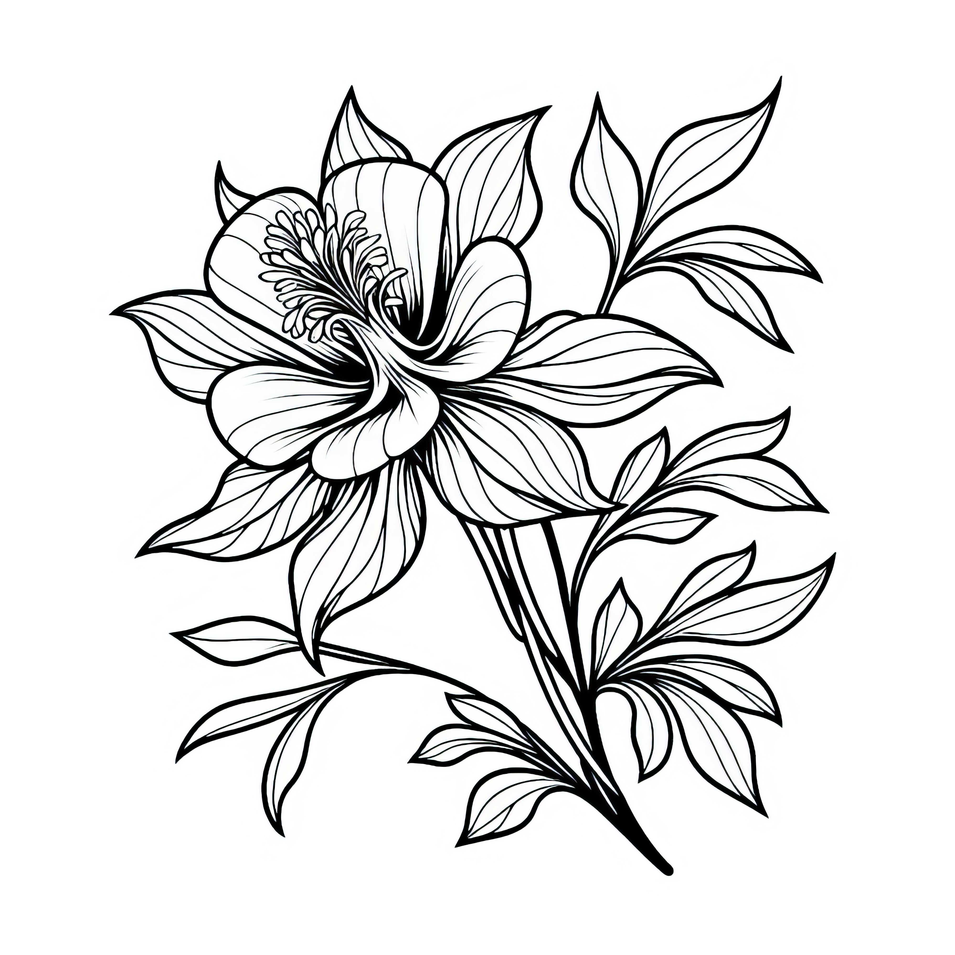 Bunga Akelei yang mekar dengan kelopak bunga yang melengkung dan elegan - Penggambaran gratis