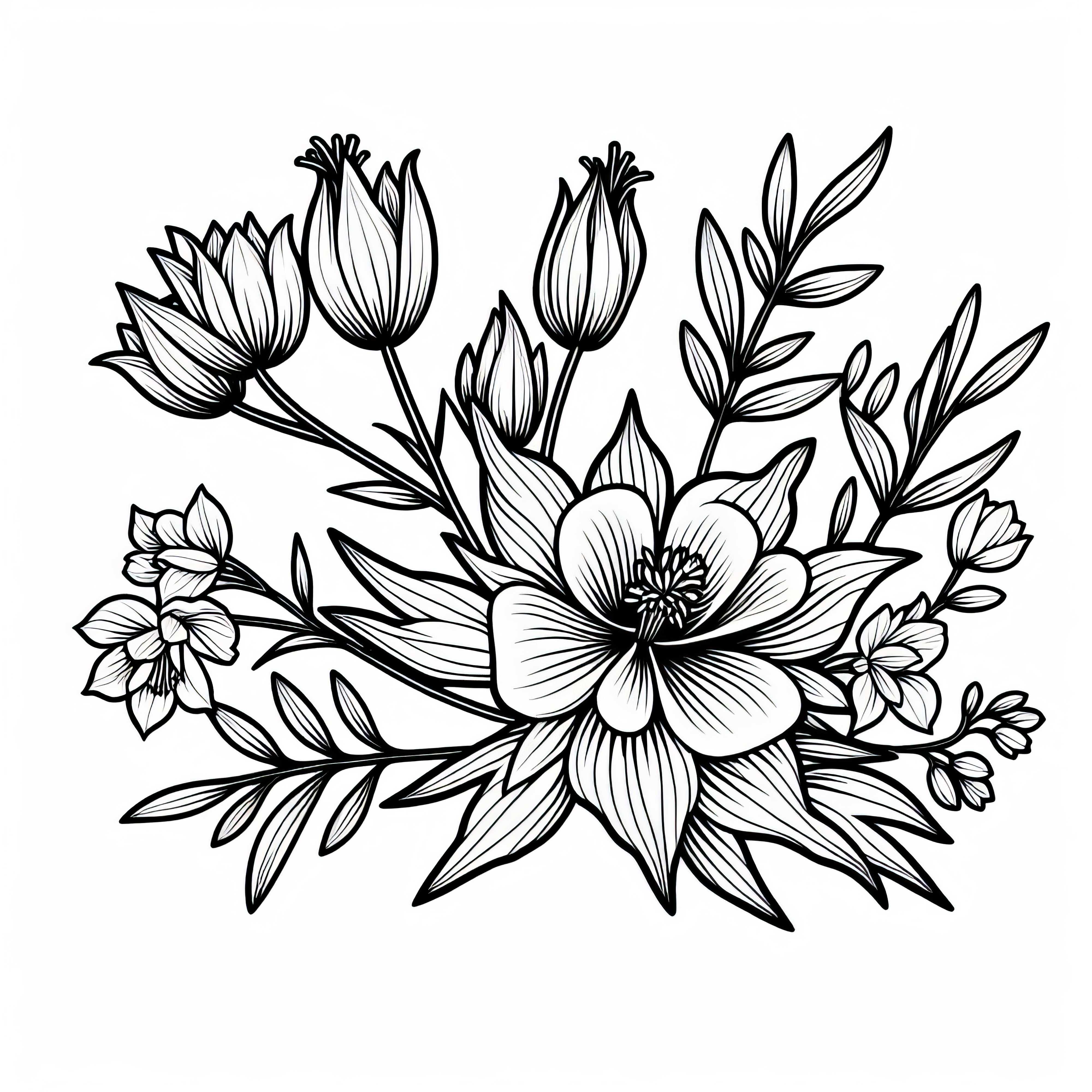 Květina Akilej Malovací předloha Zdarma