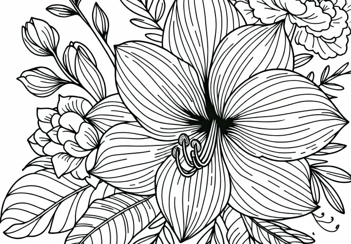 Zdarma si stáhněte omalovánku květu amarylis