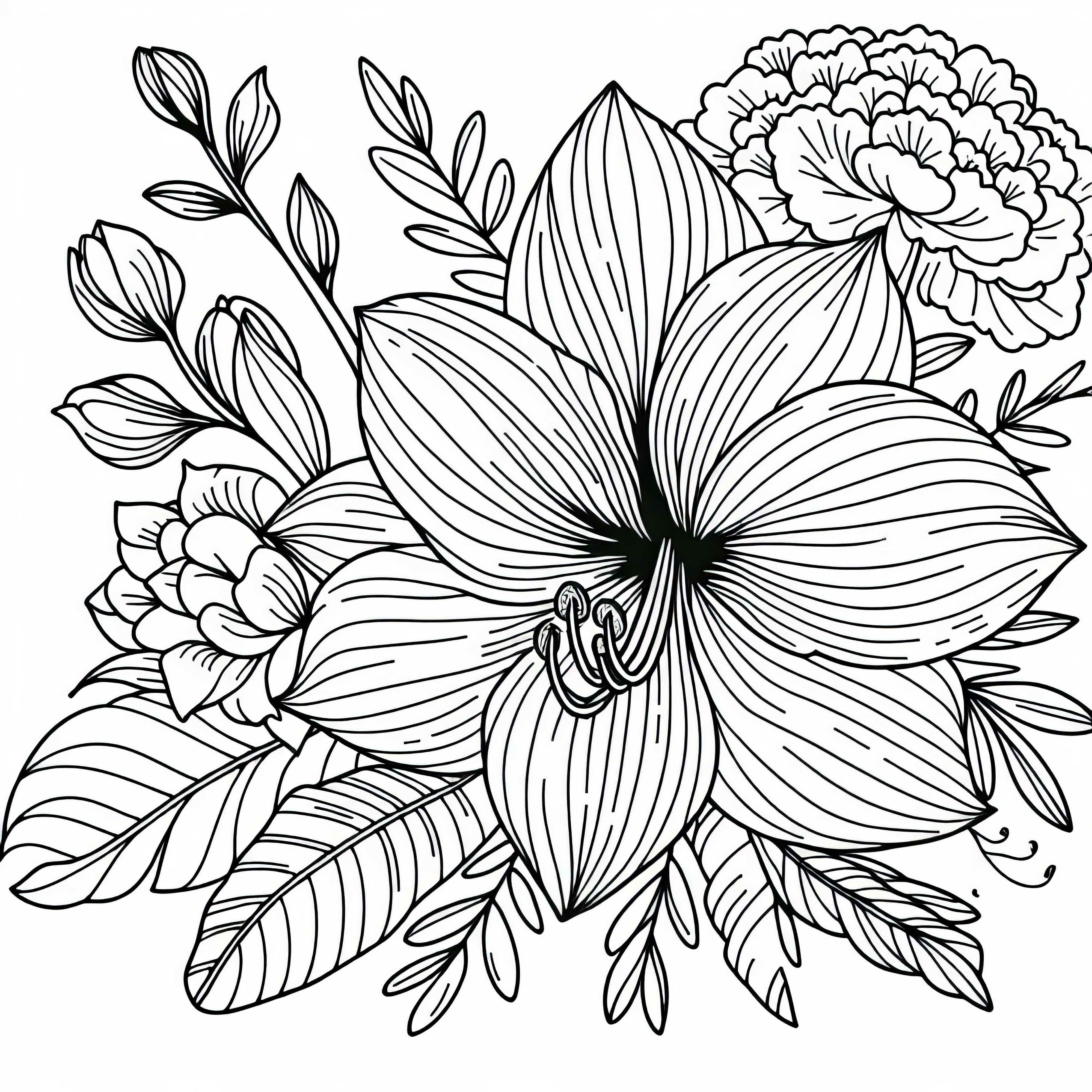 Download a coloring page of an amaryllis flower for free