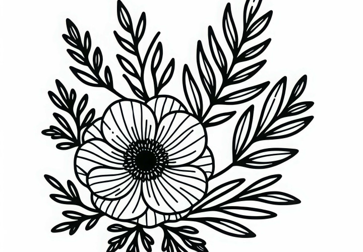 Anemone flower as a free coloring page