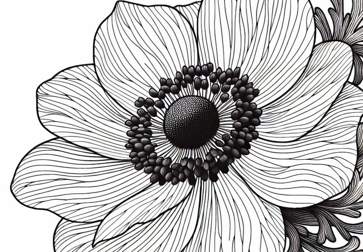 アネモネの塗り絵 - 無料でダウンロード