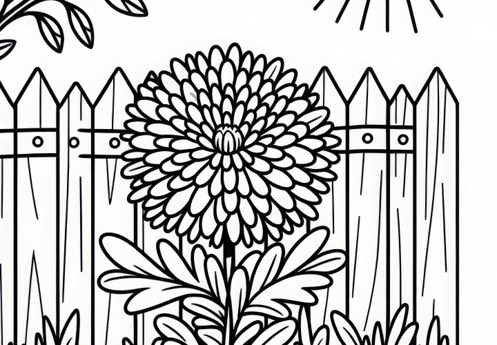 Dibujo para colorear de una aster que crece en la cerca del jardín - descarga gratuita