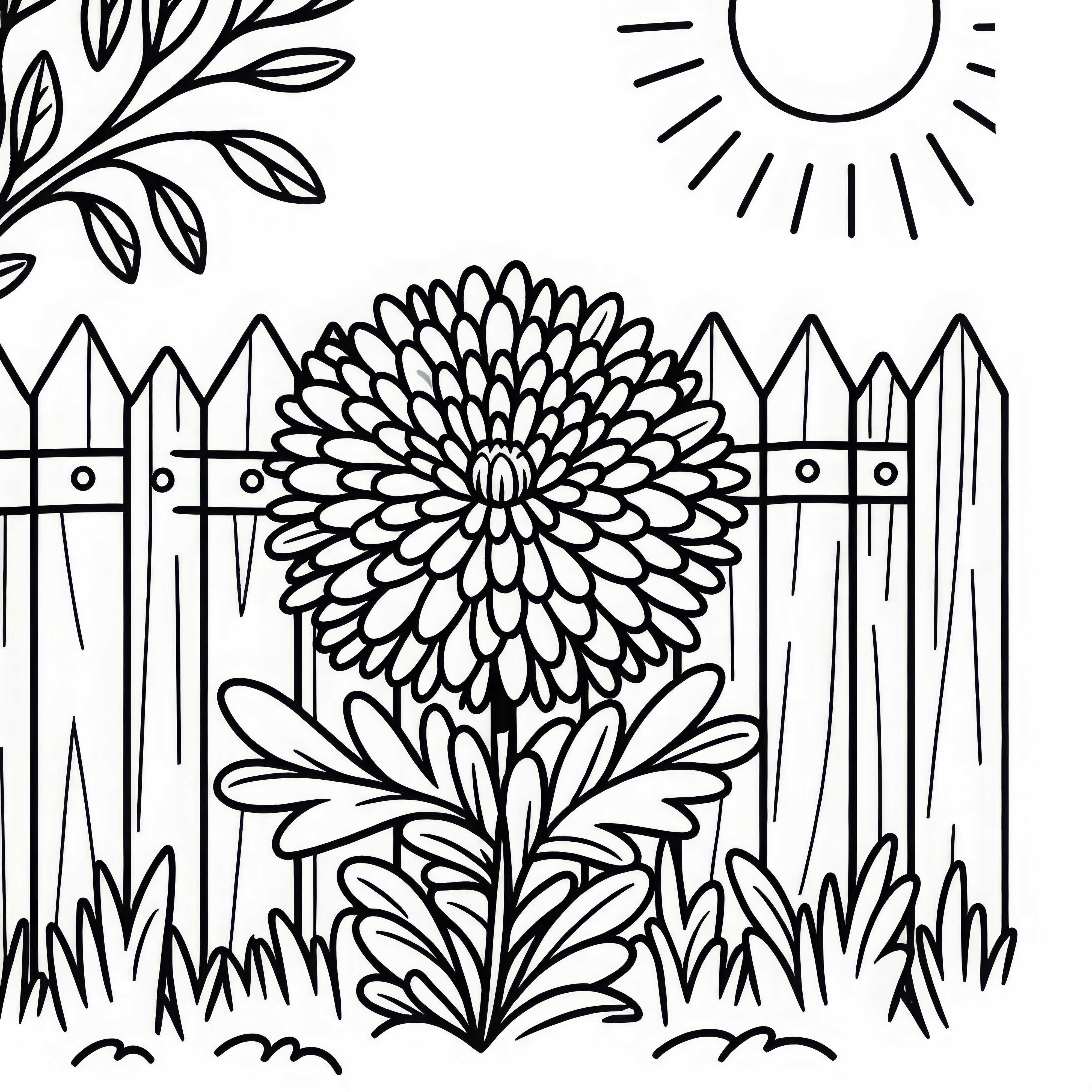 Dibujo para colorear de una aster que crece en la valla del jardín - descarga gratuita