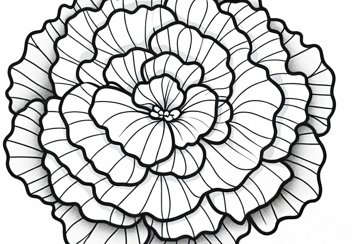 베고니아 꽃의 색칠 공부 용지 - 무료로 색칠 용도로 다운로드 받기