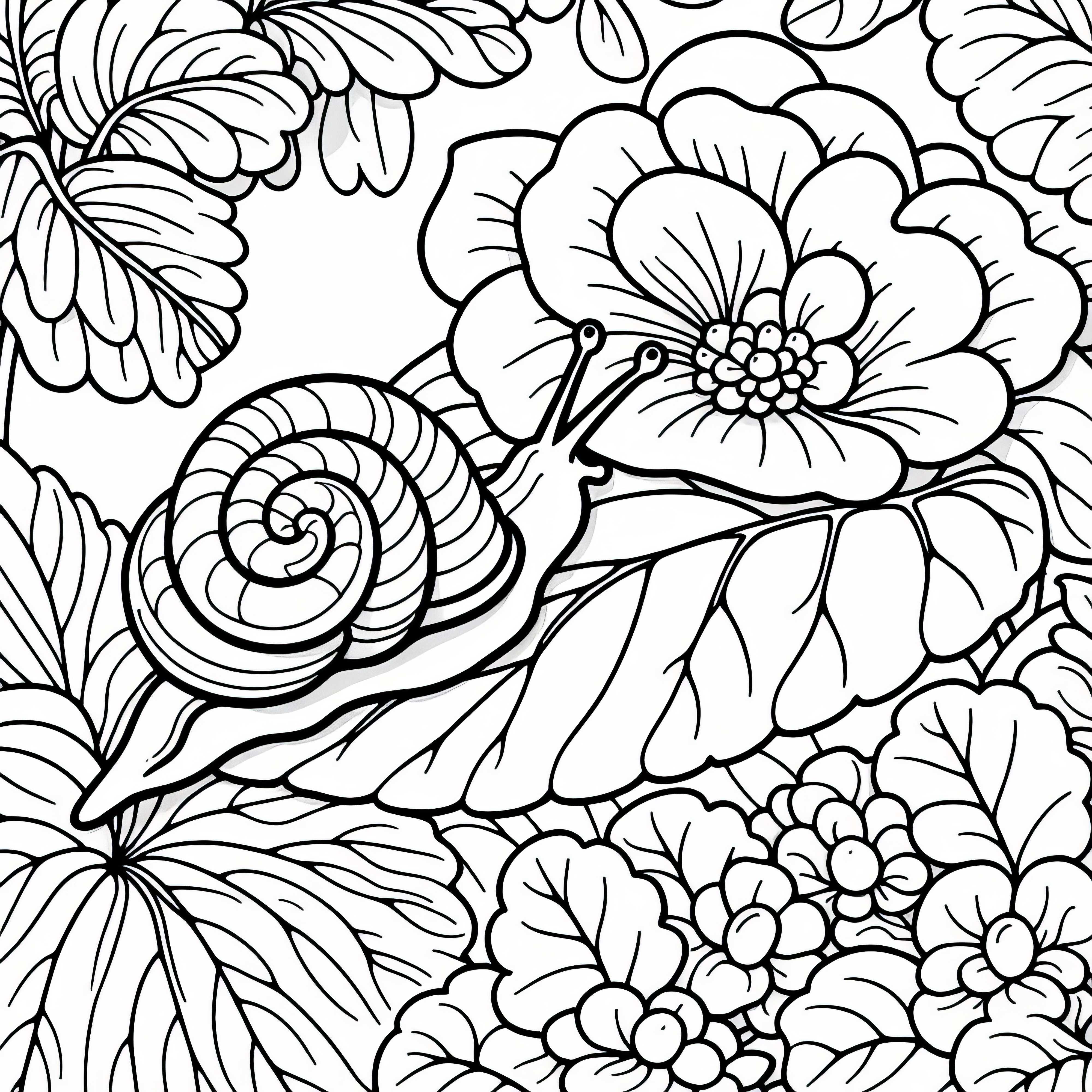 Caracol rasteja sobre uma folha da flor Begônia – Modelo para colorir grátis Caracol rasteja sobre uma folha da flor Begônia - Modelo para colorir grátis