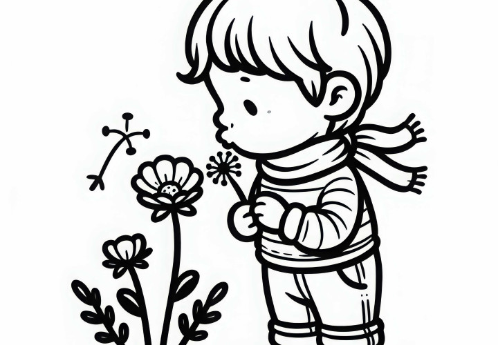 Child with Buttercup Coloring Page Free