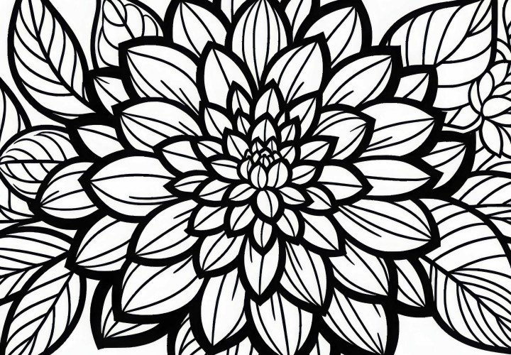 Image à colorier de la fleur dahlias gratuit
