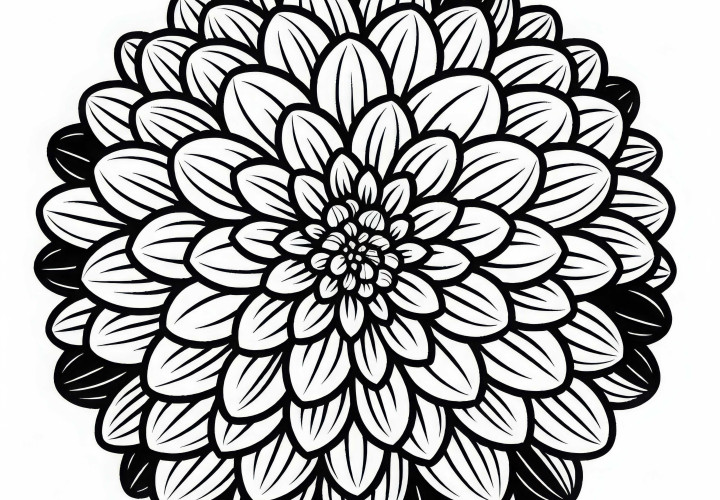 Fleur de la fleur Dahlia dessin à colorier gratuit