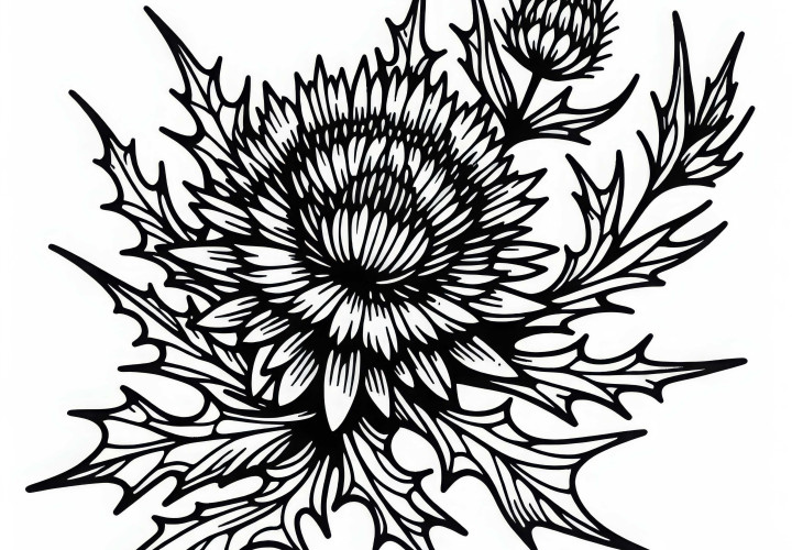 Thistle bloom as a coloring page for free